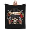 Guns-N-Roses Blankets Flannel Textile Decor Multifunction Lightweight Thin Throw Blankets for Sofa Bedroom Bedspreads