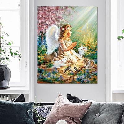 Súprava krížového vyšívania DIY diamantová výšivka Little Angel plná okrúhla diamantová mozaika na maľovanie do domácnosti