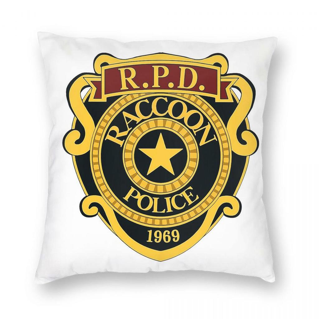 Raccoon Police Department Square Pillowcase Polyester Linen Velvet Creative Zip Decorative Car Cushion Cover