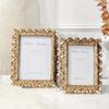 Gold Resin Vintage Picture Frame for Tabletop Decor Retro Design Home Bedroom Office Photo Frame with Easy Insert