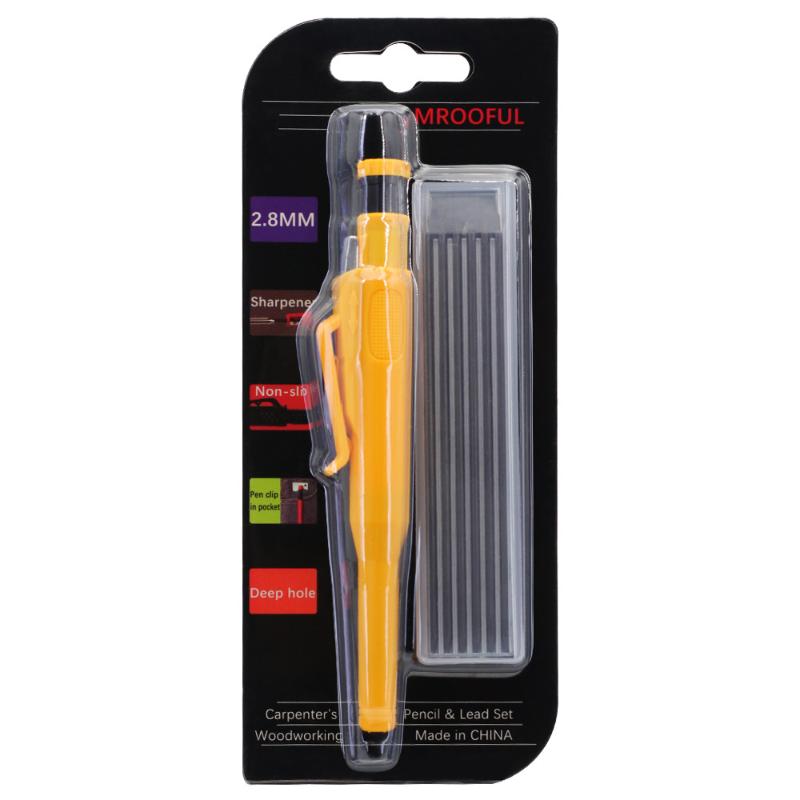 

2.8 Mm Carpenter s Pencil Set With Protective Cover And Sharpener 2B Leads Woodworking Tools Carpenter Engineers Supplies жовтий