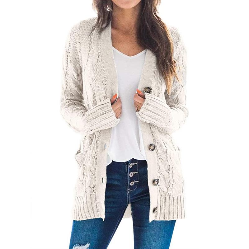 Autumn/Winter 2025 Women's V-neck Long Sleeve Knitted Cardigan Sweater - European and American Style.