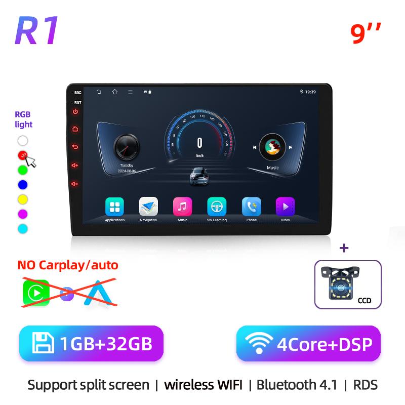 QLED 4core 2 Din Car Radio Android auto Carplay Android 13 GPS Car Audio 9inch WIFI BT IPS Automotive Multimedia Player