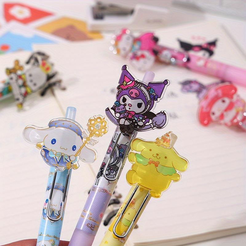 36Pcs HelloKitty Sanrio Cartoon Happy Family Acrylic Patch Press ST Head Quick Dry Neutral Pen Girl High Appearance Signing Pen 0.5mm Black, My Melody