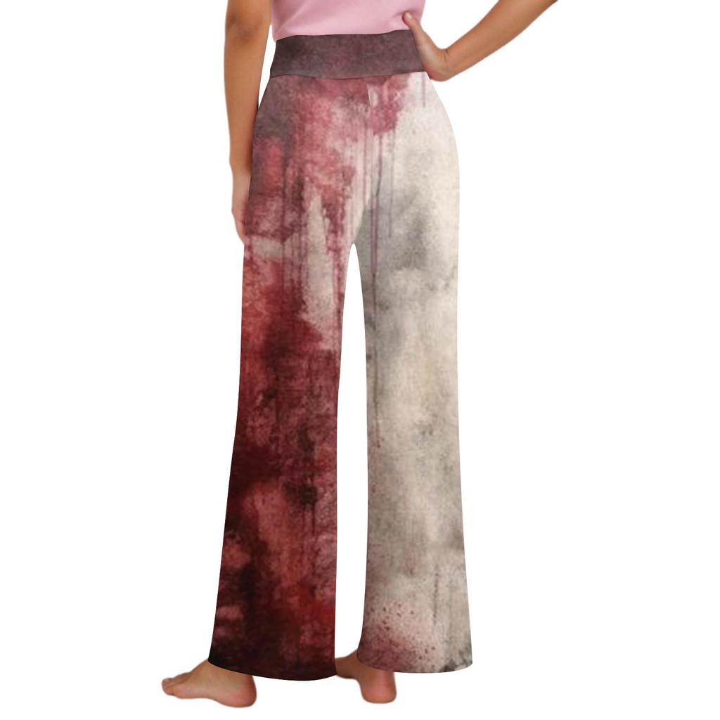 Women's Comfortable Sleep Pants Halloween Print Drawstring Wide Leg Pants