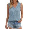 Spring and Summer V-neck Sleeveless Top Solid Color Pit Stripe Women’s Knitted Vests
