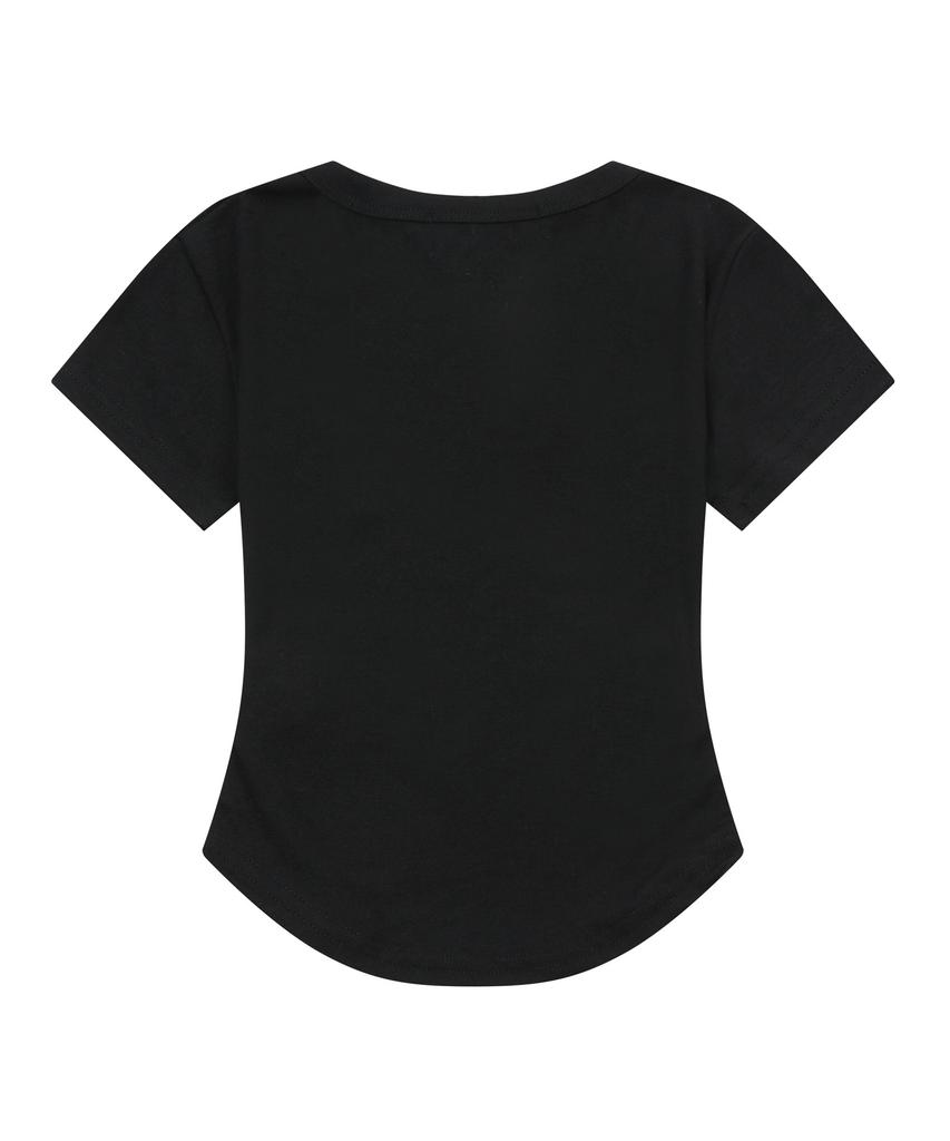 Mucent Bellin V-Neck Cropped Rolled Short Sleeve T-Shirt (5 Colors)