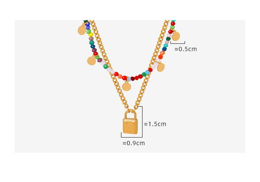 Dopamine Beaded Round Pendant Necklace: Titanium Steel Temperament Lock Chain