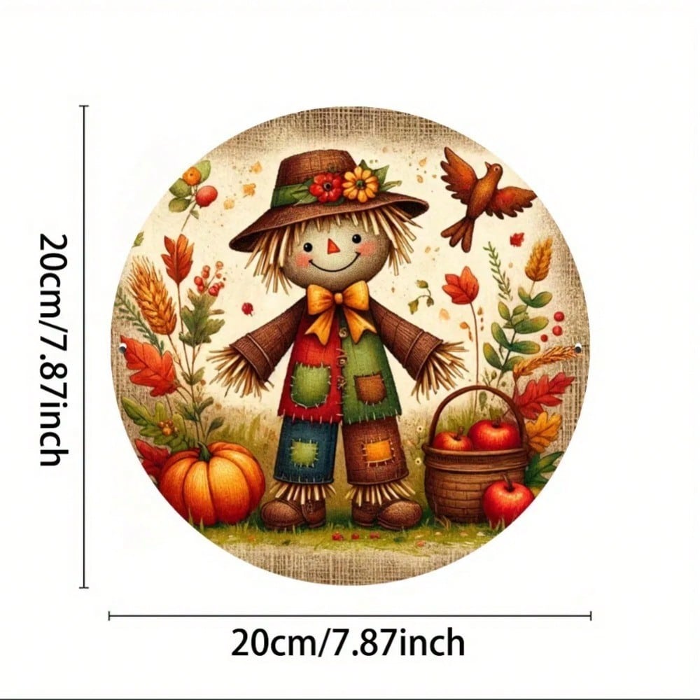 

2D Metal Wall Art Autumn Harvest Rice Ears and Cat Home Decor 20x20