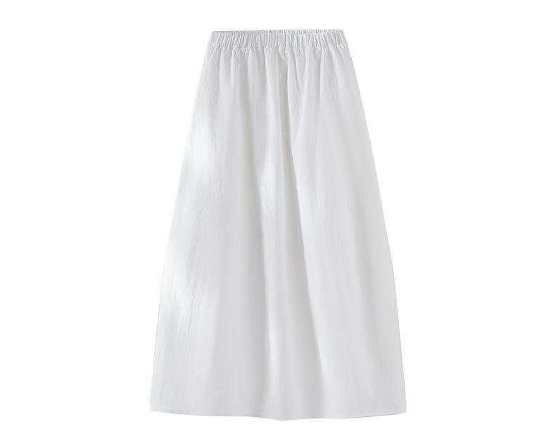 Rong Tai Women's Spring 2026 A-Line Cotton Skirt - Breathable Elastic Waist with Large Hem