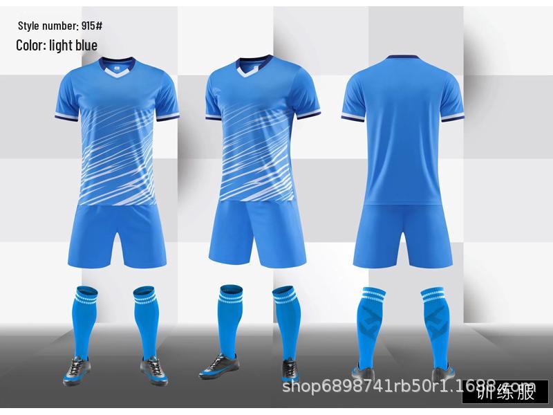 Unisex Short-Sleeved Football Uniform Set with Custom Name & Number for Matches & Training