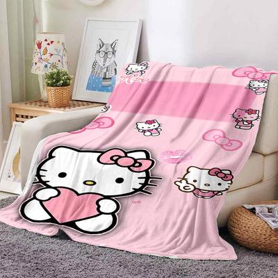 1pc Hello Kitty Name Blanket Lightweight Flannel Throw for Sofa Bed Travel Camping Livingroom Office Couch Chair