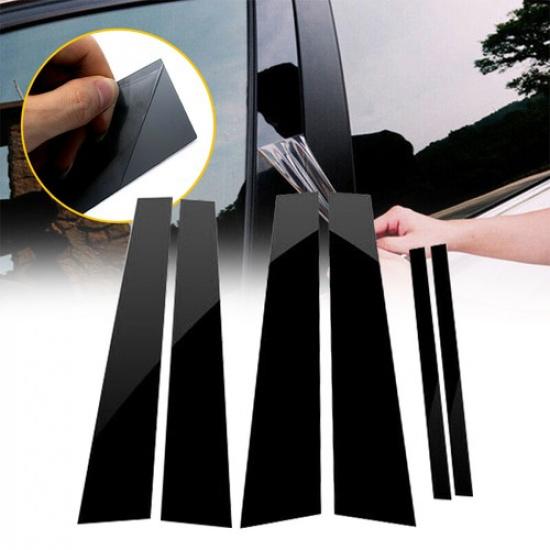 For Honda Accord 2008-2012 6pcs Door Window Pillar Posts Trim Cover Black Decal