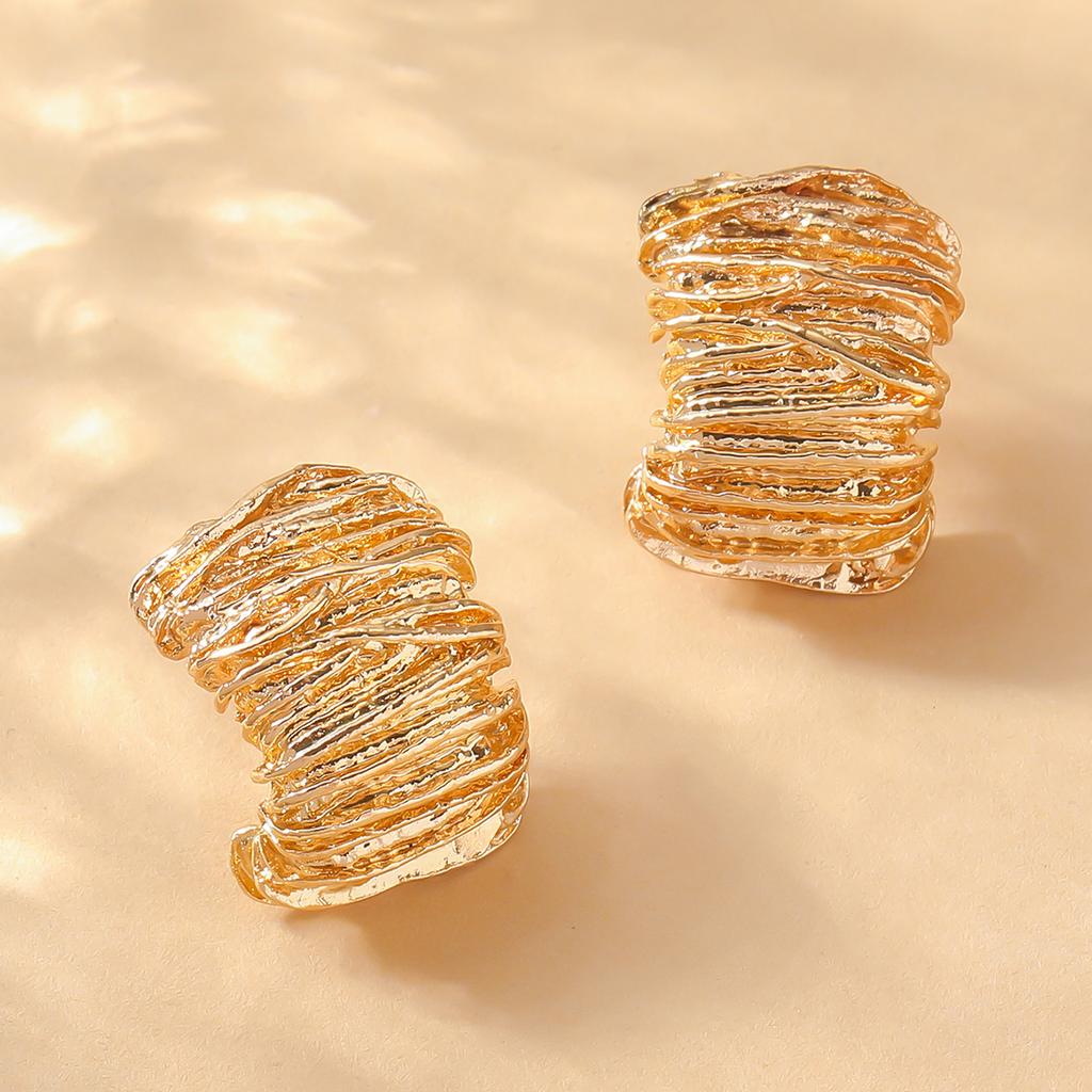 2PC Women's Fashion Geometric Wrinkle Earrings Zircon Accessories Suitable for Date, Party, Festival Gifts-1196