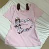 Women T Shirts Cartoon Printed Funny Sweet Slim Summer Fashion Short Sleeve Y2k Aesthetic Harajuku Tops Female Casual