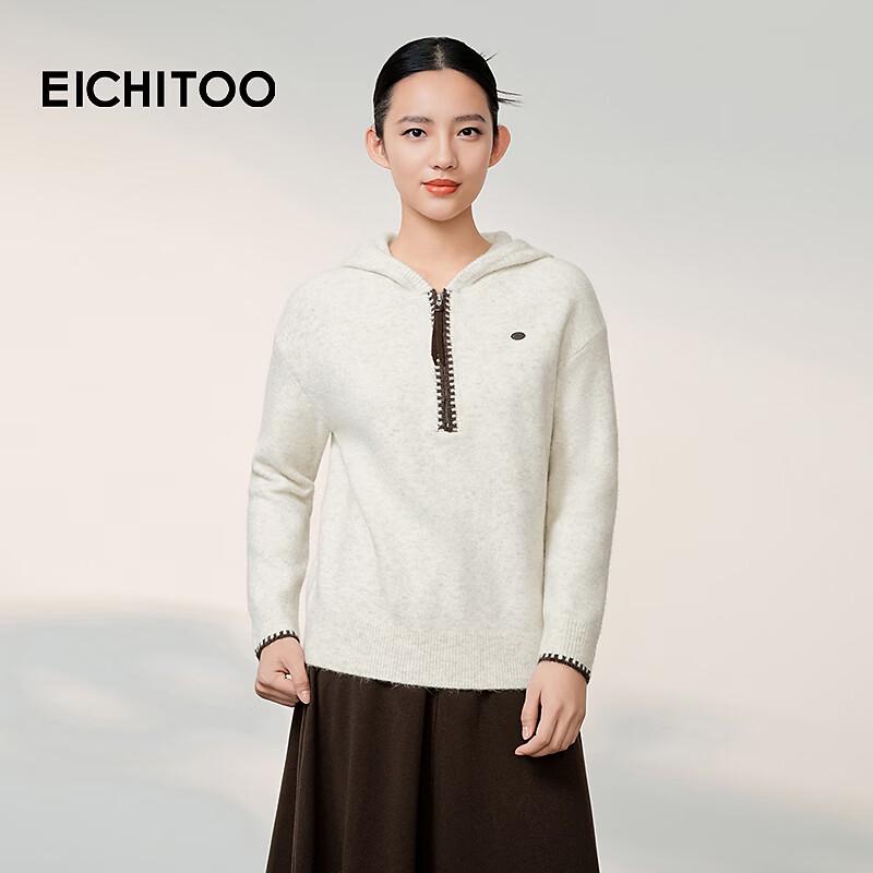 EICHITOO Women s Casual Zipper Hooded Knit Sweater M