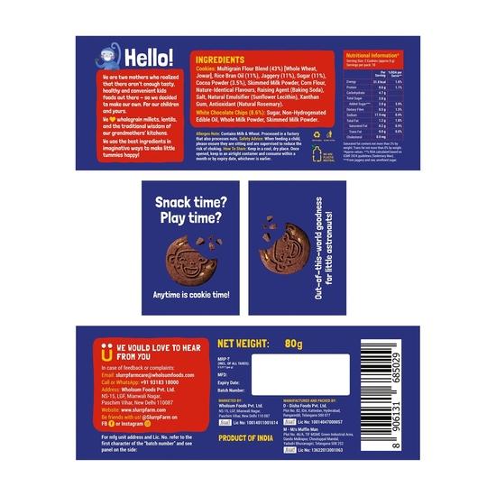 Slurrp Farm Geen Meel Geen Geraffineerde Suiker Assorti Pak Koekjes | Banaan Haver, Choco Ragi en Melk Choco Chip | Pak van 3 x 80g