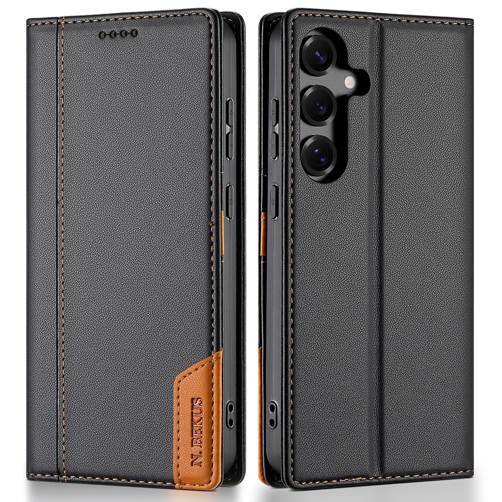 N.BEKUS P3 For Samsung Galaxy S25 Case RFID Blocking Wallet Stand PU Leather Flip Phone Cover