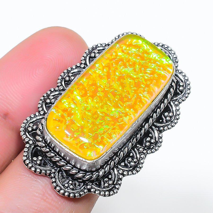 Natural Yellow Triplet Opal 925 Sterling Silver Jewelry Ring Size 6.5 AR-17059