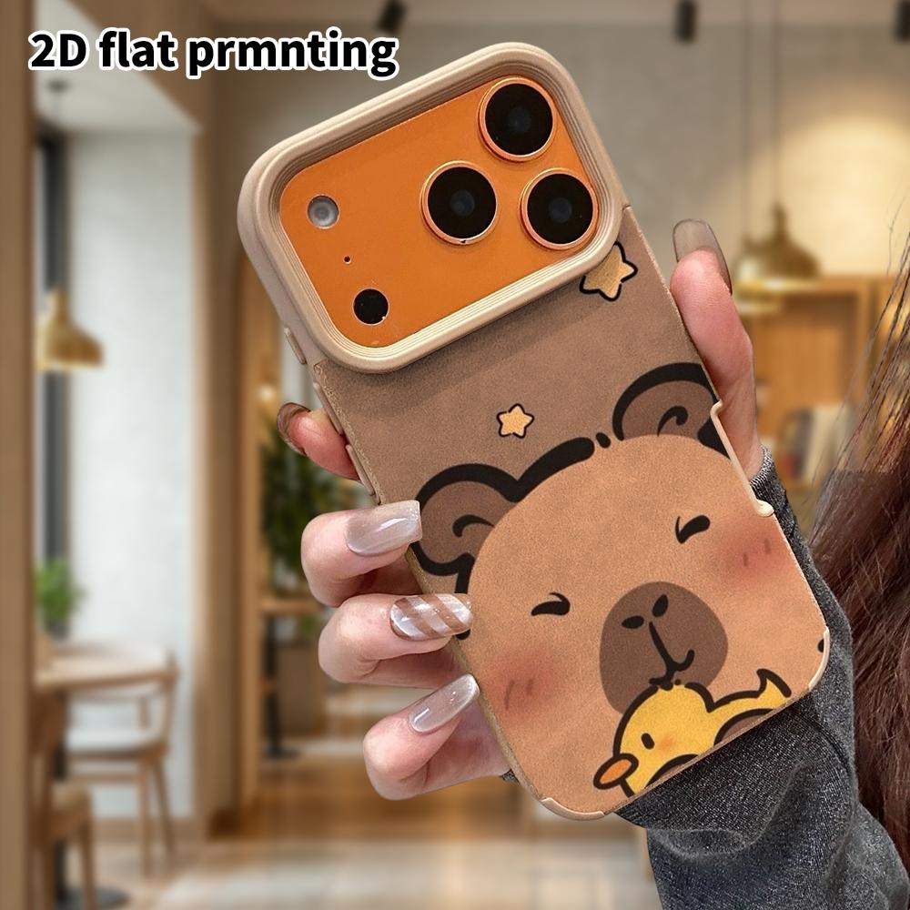 Phone Case: Lambskin 2D Flat Samsung Galaxy A34 A35 M05 M06 S20 S22 S21 FE Plus 5G Protective Case, Smiling Capybara, Christmas and Halloween Gifts