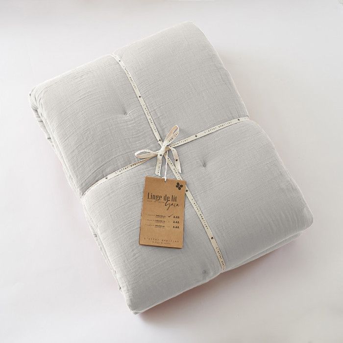 Edredon ou Bout de lit "Gaïa" toutes dimensions "Gaze de Coton" l'Effet Papillon - Gaia Nuage - 180 x 240 cm