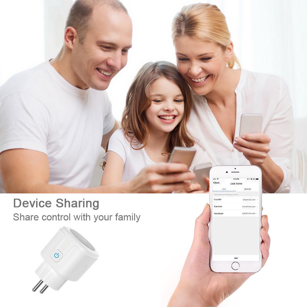 שקע חכם WiFi בתקן אירופאי – תואם בלוטות', אלקסה, נשלט אפליקציה עם ניטור צריכת חשמל.