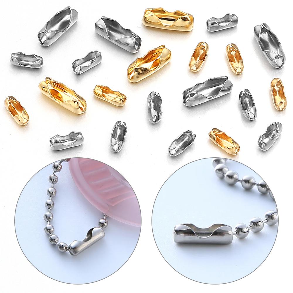 40-100pcs/lot 1.5/2.4mm Stainless Steel Ball Bead Chains Connector Clasps For DIY Jewelry Making Necklace Bracelets Accessories