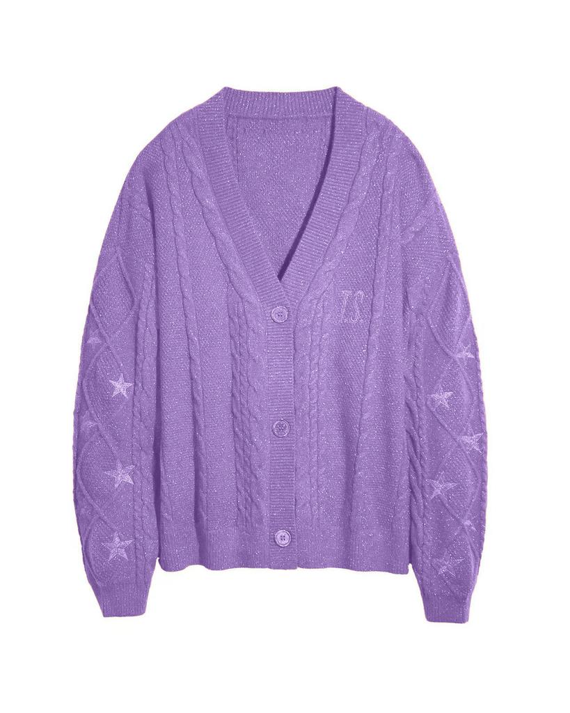Title: Women's Orange Brown V-Neck Knit Cardigan with Twisted Cable Pattern