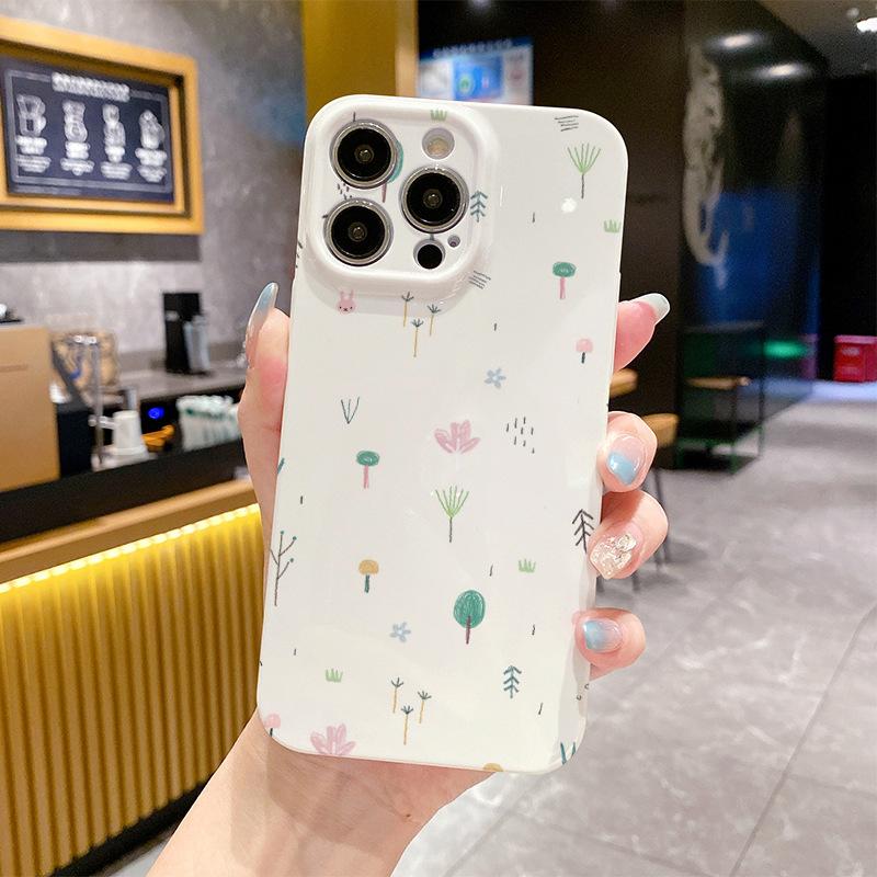 For Apple 16 Mobile Phone Case for IPhone 15 Promax Film 14 Stand 13 Two-in-one 12 Cartoon 11 Illustration