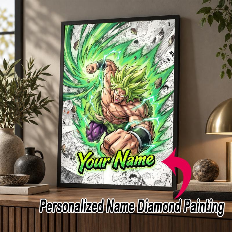 Personalized Broly Diamond Art Custom Name 5D Diamond Painting Full Drill DIY Craft