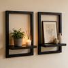 2pcs Black Floating Wall Shelves/Rustic Wood Wall Mounted Display Shelves/Modern Floating Shelves for Bedroom Living Room Bathroom