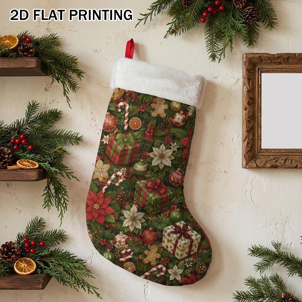 Christmas decoration fireplace hanging stocking 1pc 1pcs Christmas Stocking Decoration with Soft Hanging Sock