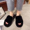 High-grade plush slippers for women to wear outside in winter, thick-bottomed home plush warm indoor winter plush cotton slippers