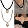 Elegant Faux Pearls Necklace Elegant  Lovely Heart Pendant Neckchain