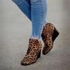 Stivaletti da Donna alla Caviglia con Plateau Autunno Inverno Scarpe Stampa Leopardo Stivali Moda Donna