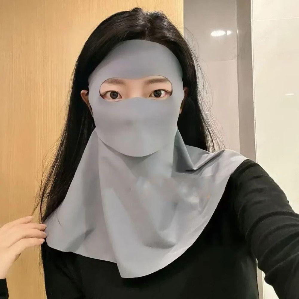 UPF 50+ Ice Silk Face Cover Summer Neck Wrap Cover Thin Full-Face Sunscreen Veil Climbing