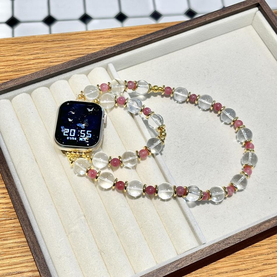 

Strap For Apple Watch Band S11/10/9/8/7/SE/Ultra IWatch 49/46/45/44/42/41/40/38mm Fashion Crystal Stone Beaded Elastic Bracelet 38 40 41(S11 10)42MM