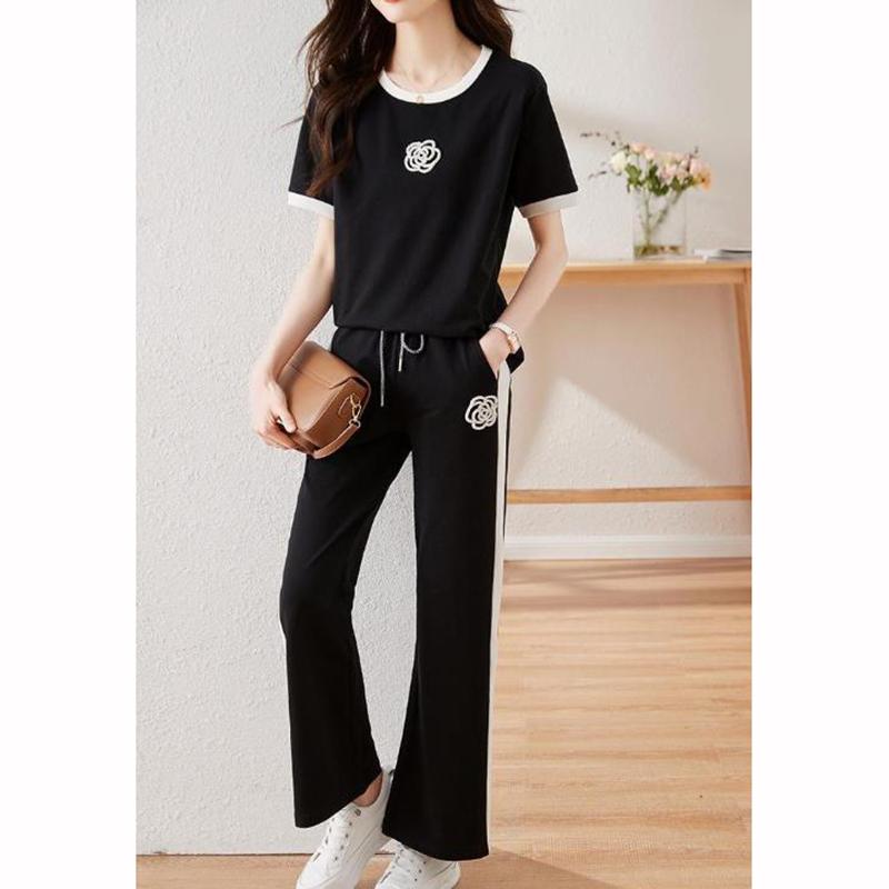 Sommer Damen Sets Rundhals Kurzarm T-Shirt Hose Damen Trainingsanzüge Outfits