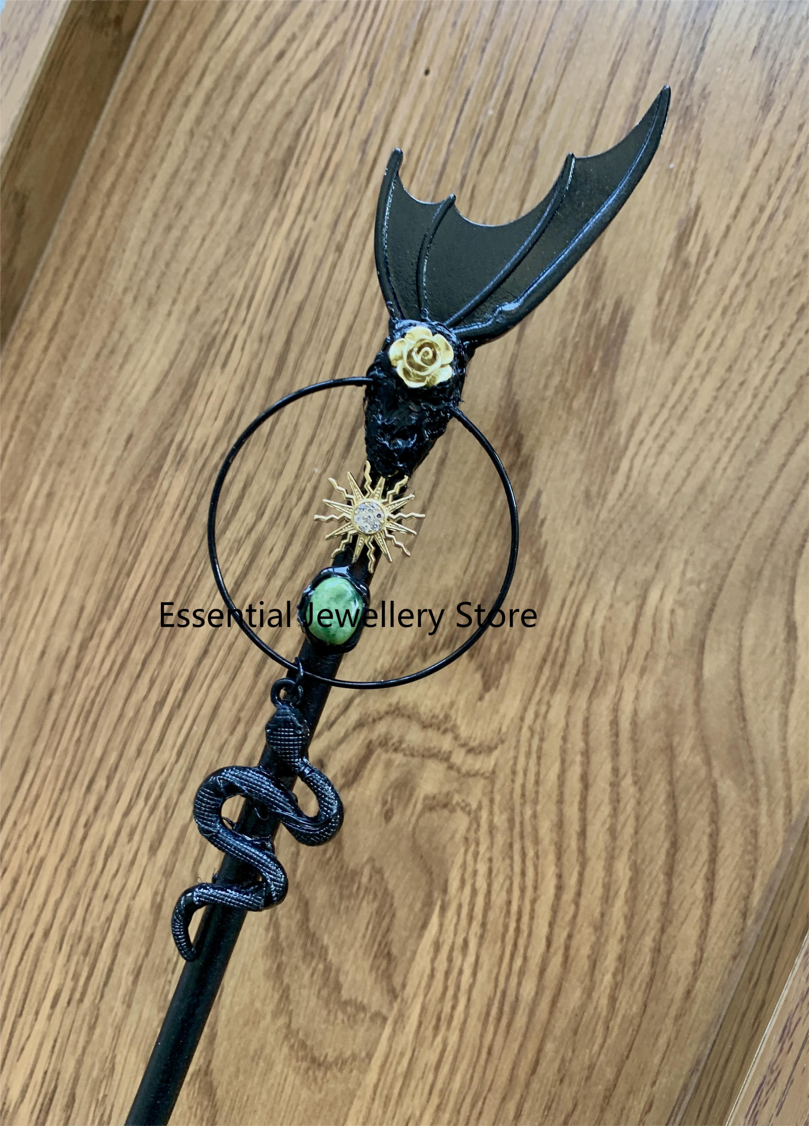 Wicca Scepter Magic Moon Stick Seven Chakras Natural Healing Crystal Wand Witch Accessories Altar Ritual Props Festival Gifts