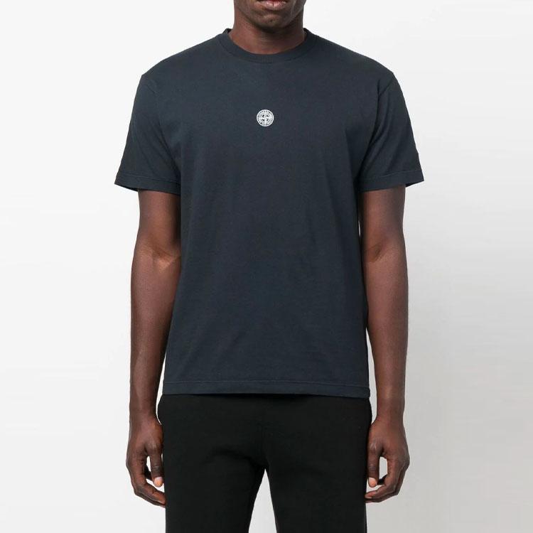 STONE ISLAND Fw22 Logo Print Straight Cut Short Sleeve T-Shirt Men Tops Blue 77152NS86-V0020