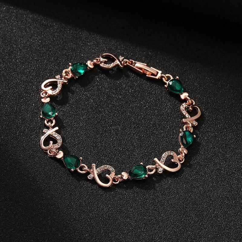 Love Fashion Hand Ornament Openwork Air Quality Flower Diamond Lady Bracelet Alloy Heart Bracelet Women