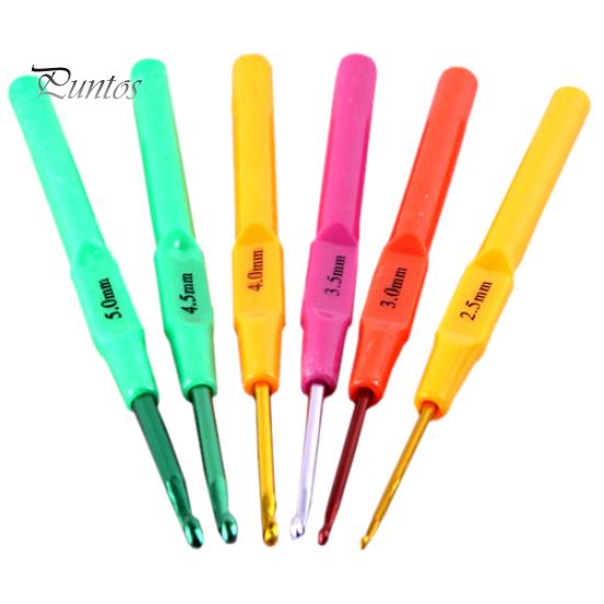 

6шт/комплект пластиковая ручка алюминиевые крючки вязать иглы ткать ремесла