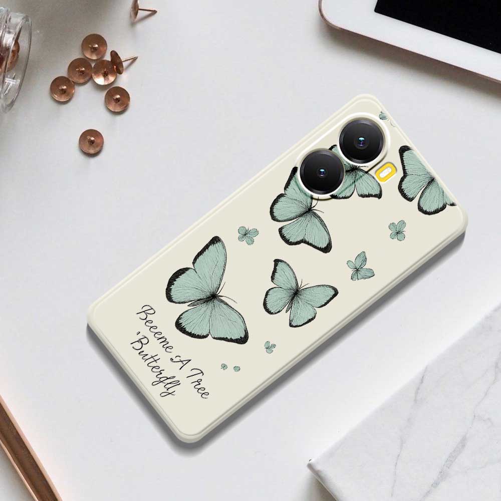 For Xiaomi Redmi Turbo 4 5G/Poco X7 Pro 5G Case Green Butterfly Pattern Printing Straight Edge TPU Phone Back Cover