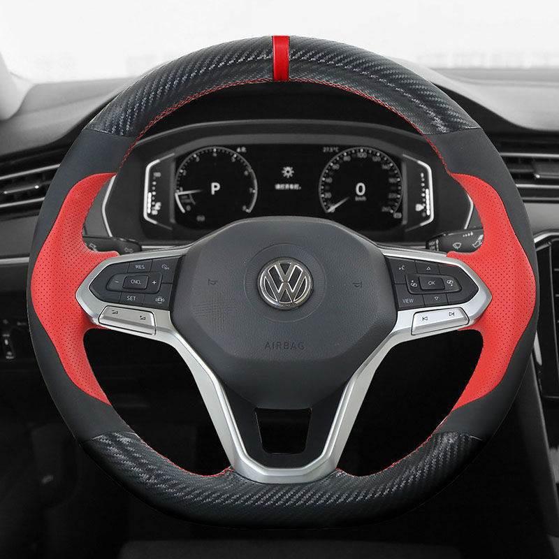 Hand Stitched Genuine Leather Steering Wheel Cover VW Lavida Lamando Passat Bora Magotan T-Roc Tayron