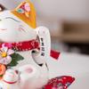 7 Zoll Keramik Glückskatze Ornament Blume Glückskatze Maneki Neko Statue Winkende Hand Winkende Katze Figur Mittelpunkt