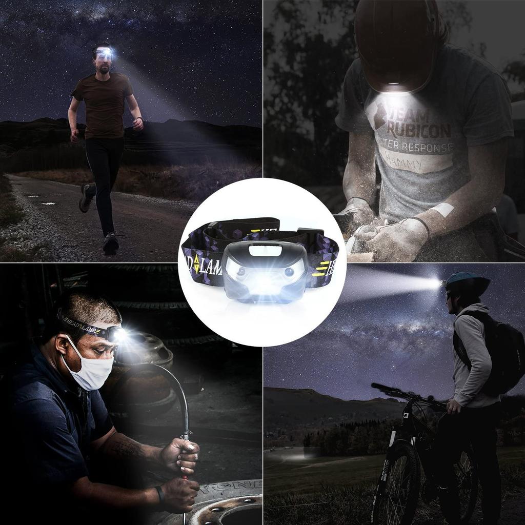 Bright LED Headlamp with 5 USB Perfect for and Outdoor Activities Modes, Waterproof, Lightweight, Rechargeable, Camping, Fishing, Hiking,