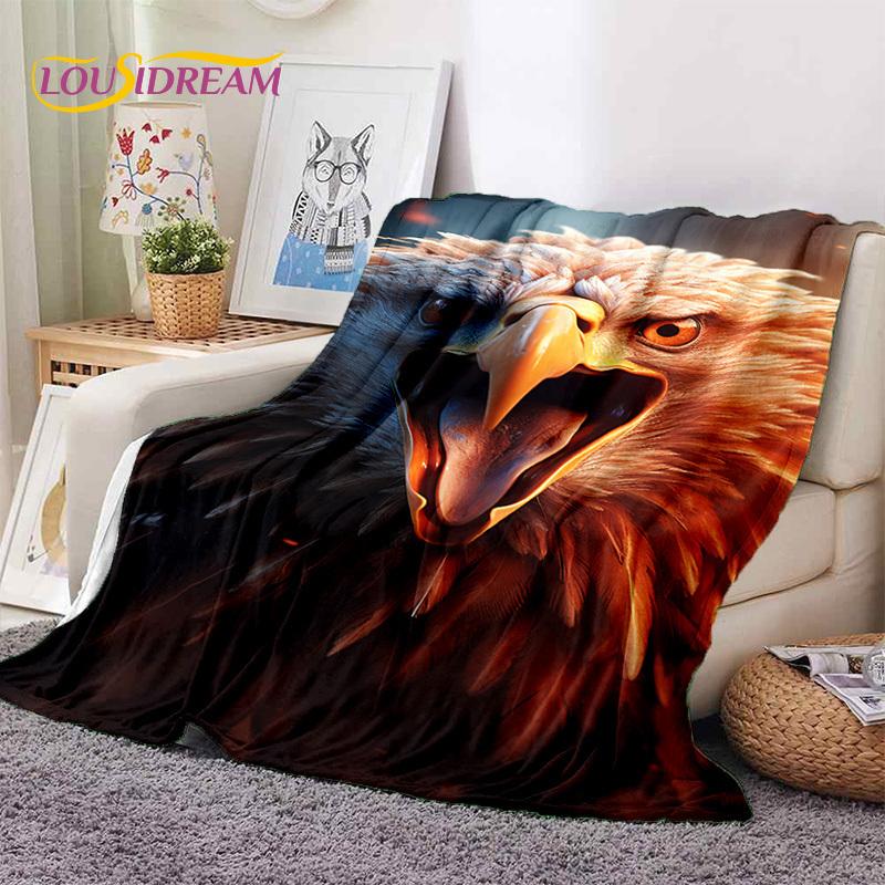 3D Cute Owl Eagle Birds Cartoon HD Soft Flannel Blankets,Throw Blanket Comfortable Blanket for Picnic Beds Home Bedroom Kid Gift