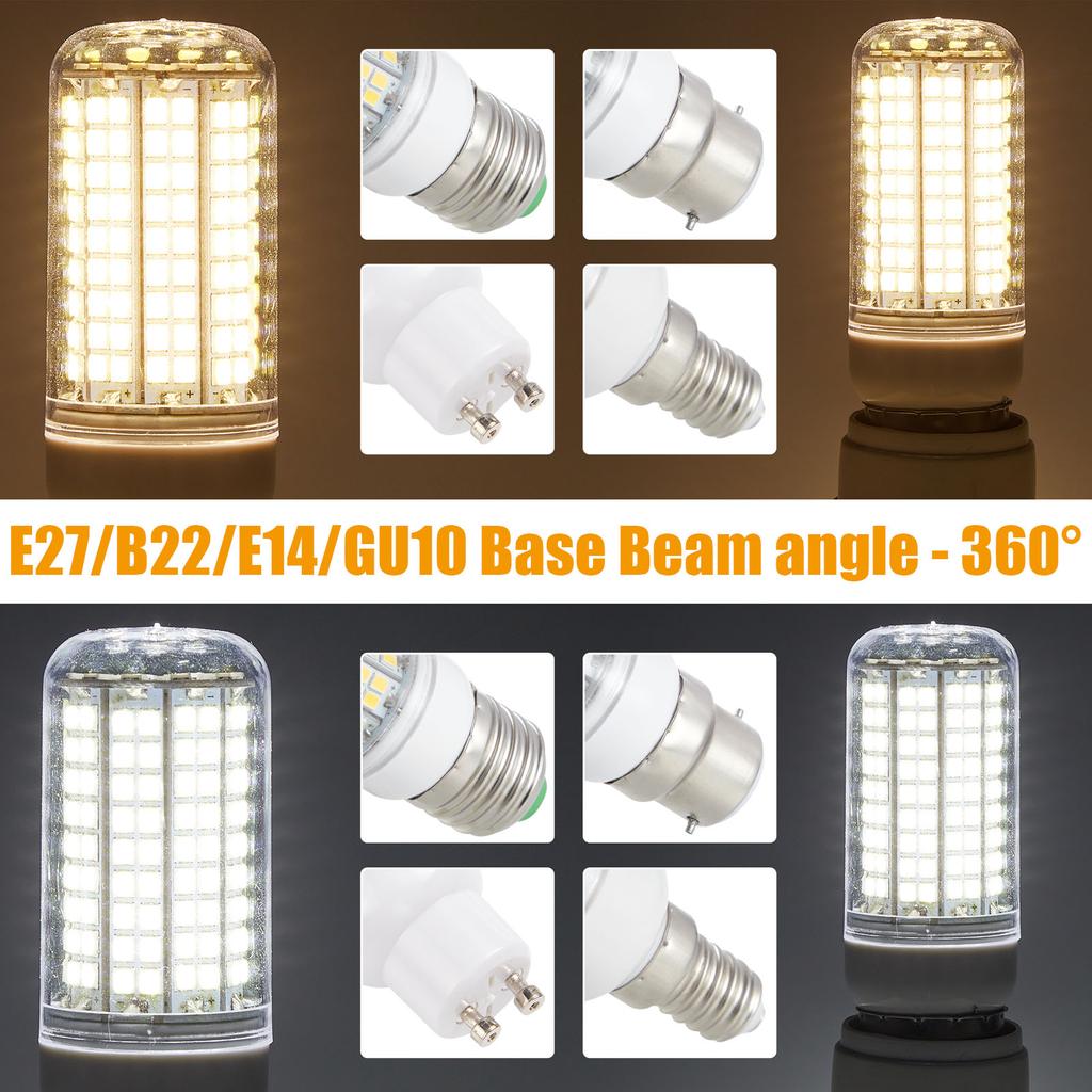 1/2/3/5Pcs LED Bulbs Lamp E27 E14 B22 GU10 High Brightness 180LED Corn Lights 12W=100W Energy Saving Indoor Home Lighting 220V