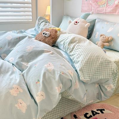 Cute Cotton Four-piece Set, Cartoon Bedding, Dormitory Bed Sheet Three-piece Set