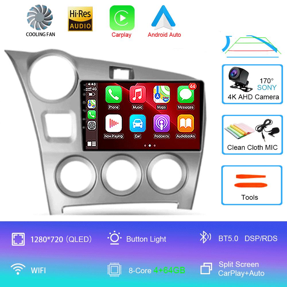 Android 14 Carplay Auto Car Radio For Toyota Matrix 2 E140 2008 2009 2010 2011 2012 2013 2014 Multimedia Player Navigation GPS